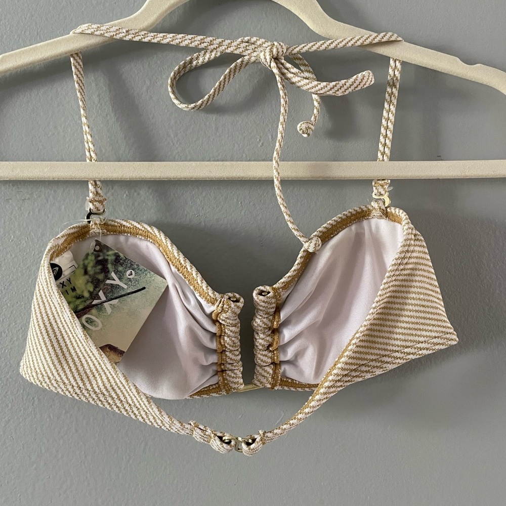 NWT Roxy white and gold bikini top size small - Picture 2 of 13